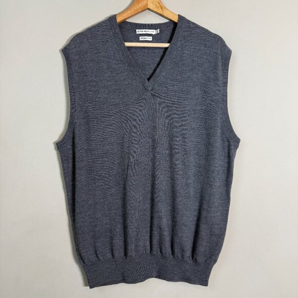 Peter Millar 100% Italian Merino Wool Sweater Vest Pullover Mens Large Gray NWOT - Picture 4 of 10